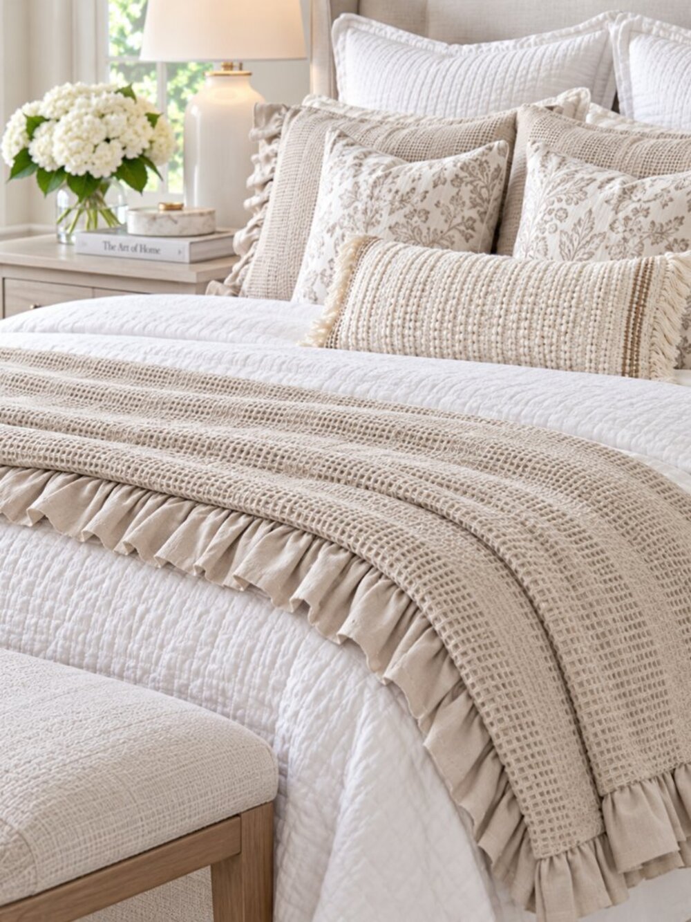 NWT Made in Portugal Textured Blanket in Taupe Size Queen